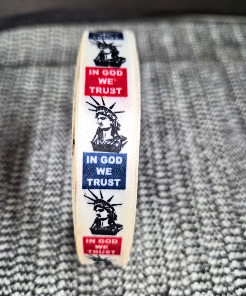 Decorative Tape Roll "In God We Trust" Statue of Liberty Print Red/White/Blue